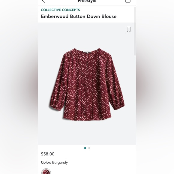 Collective Concepts Tops - From Stitch Fix XSP top in burgundy and cream.   Buttons down from of shirt